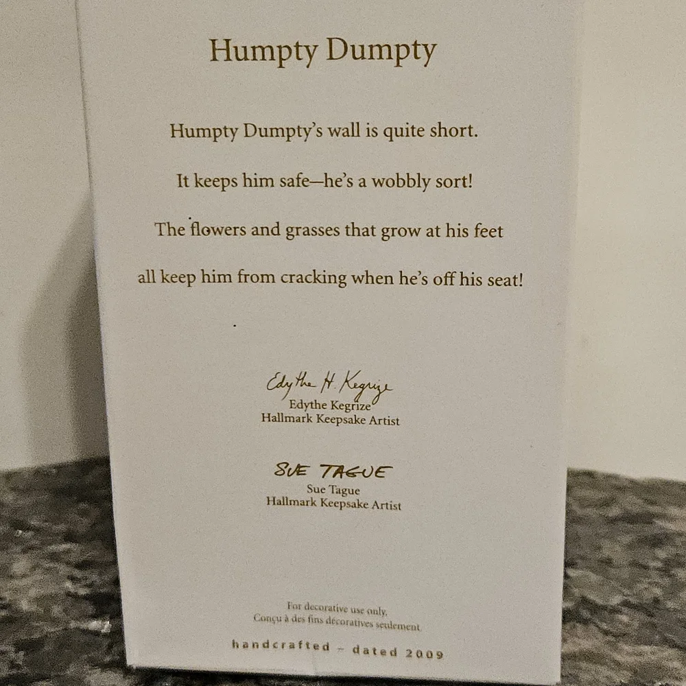 Humpty Dumpty 2009 Hallmark Keepsake Ornament Christmas Holiday Decor